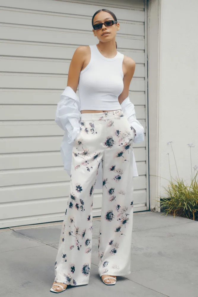 Heidi Printed Satin Wide Leg Pants