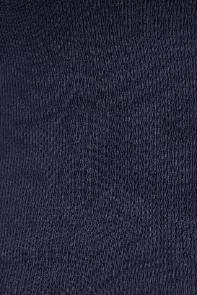 T-shirt côtelé à col rond Olive