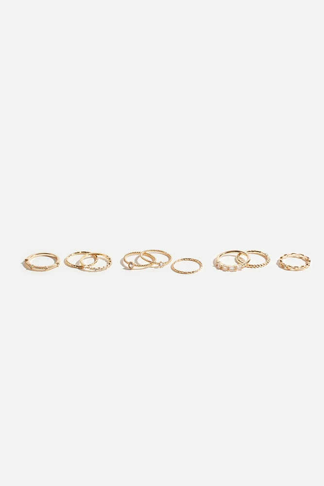 9-Pack Delicate Gem Rings