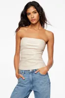 Faux Leather Strapless Top