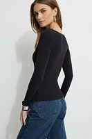 Draped Long Sleeve T Shirt