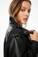 Blouson de moto volumineux en faux cuir