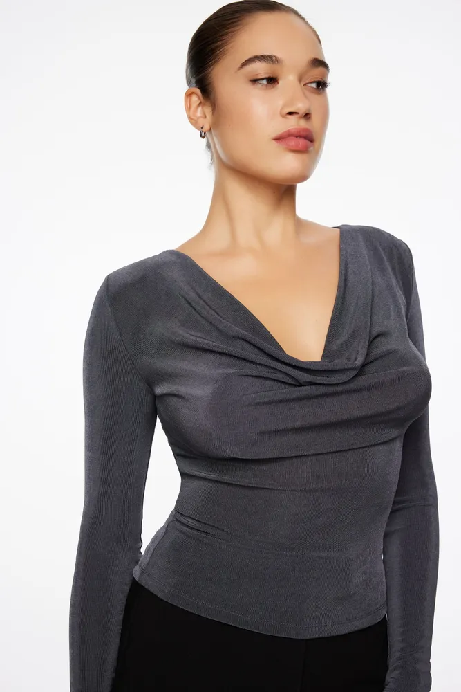 Slinky Long Sleeve Cowl Neck Top