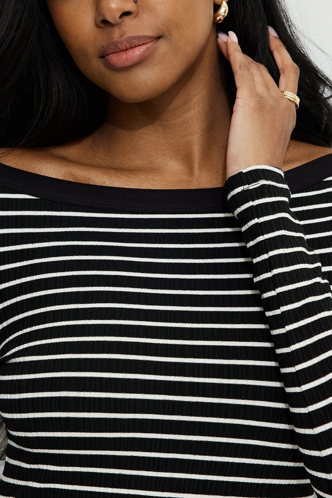 Ribbed Long Sleeve T Shirt
