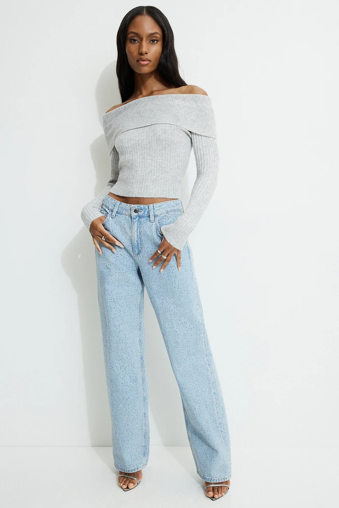 Mika Rhinestone Relaxed Straight Jeans