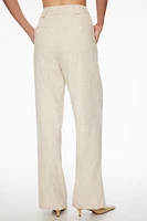 Pleated Straight Linen Pants