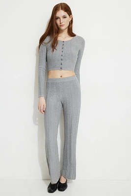 Cable Knit Flared Pants