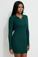 Ribbed Polo Mini Dress