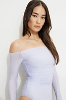 Ruched Off Shoulder Jersey Bodysuit