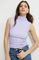 Textured Mock Neck Tank Top