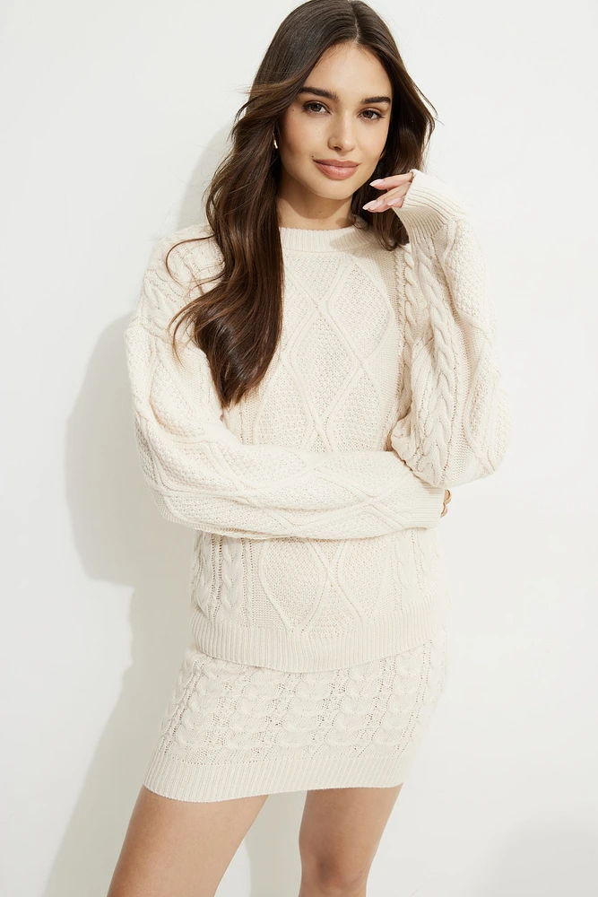 Cable Knit Crewneck Sweater