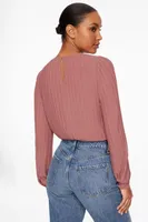 Long Sleeve Pleated Top