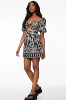 Paloma Puff Sleeve Twist Front Mini Dress