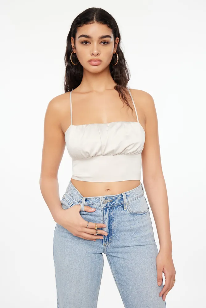 Everly Ruched Satin Crop Top