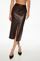 Danbi Faux Leather Midi Skirt