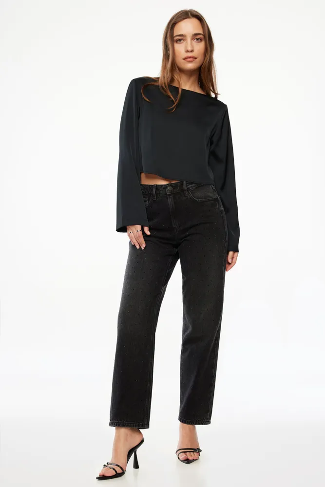 Gianna Crewneck Satin Blouse