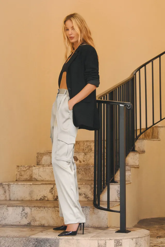 Izabel Satin Straight Leg Cargo Pants