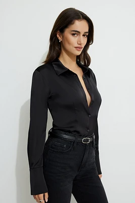 Chemise ajustée en satin