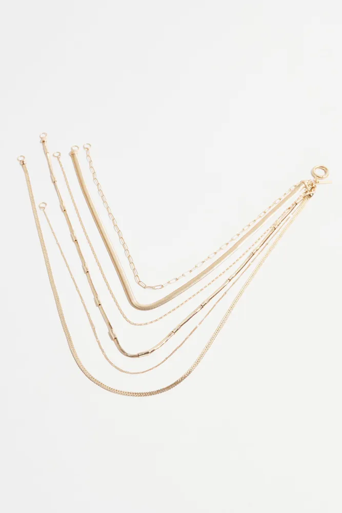 Layered Textured Chain Round Necklace