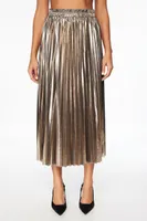 Laure Metallic Pleated Midi Skirt