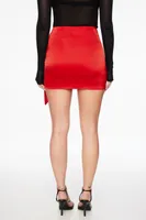Draped Satin Mini Skirt