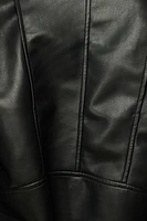 Belted Faux Leather Biker Jacket