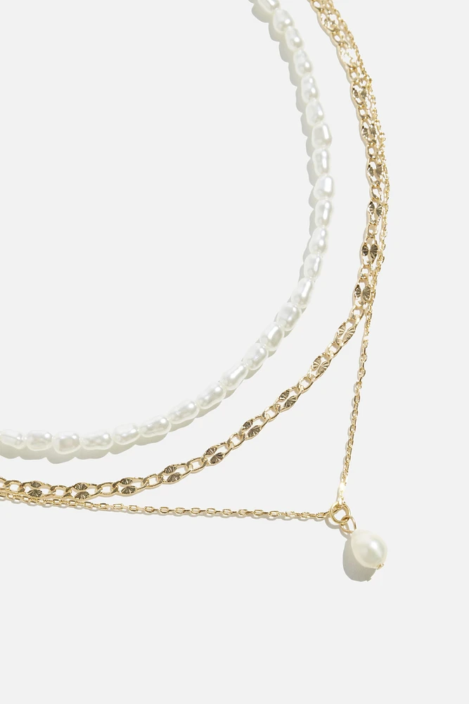 Layered Pearl and Chain Necklace