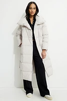 Manteau maxi matelassé à ceinture