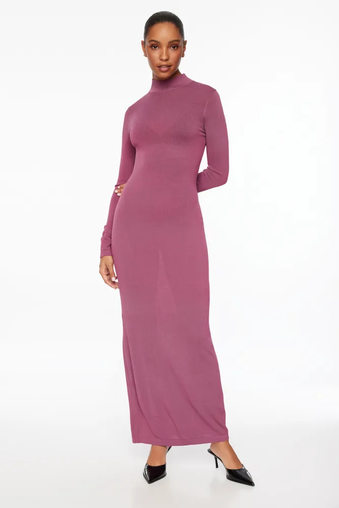 Sheer Mock Neck Maxi Dress