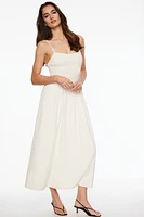 Cami Ruched Linen Maxi Dress