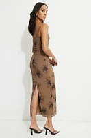 Shirred Mesh Maxi Dress