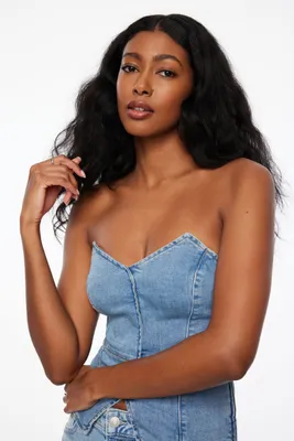 Sweetheart Denim Bustier Top