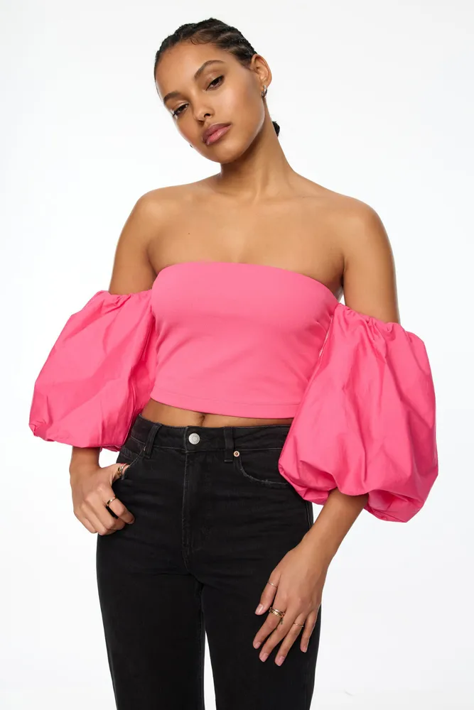 Madison Off Shoulder Poplin Sleeve Top