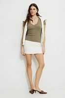 Ribbed V Neck T Shirt