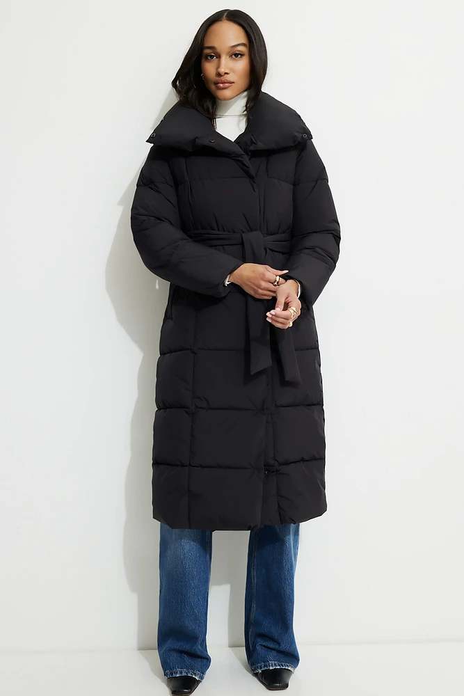 Belted Maxi Puffer Coat