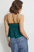 Front Tie Babydoll Tank Top