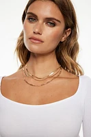 Layered Paperclip, Snake & Flat Chain Necklace