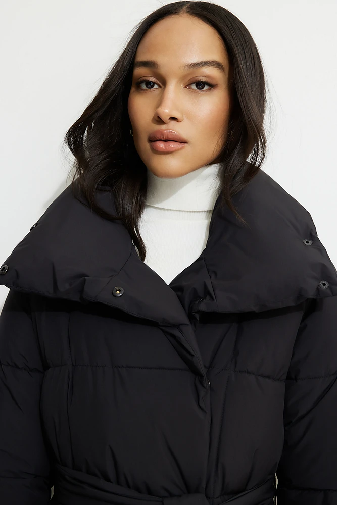 Belted Maxi Puffer Coat