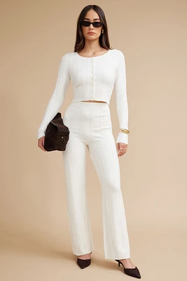 Cable Knit Flared Pants