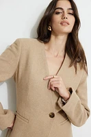 Collarless Single Button Coat