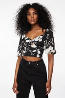 Solene Puff Sleeve Sweetheart Top