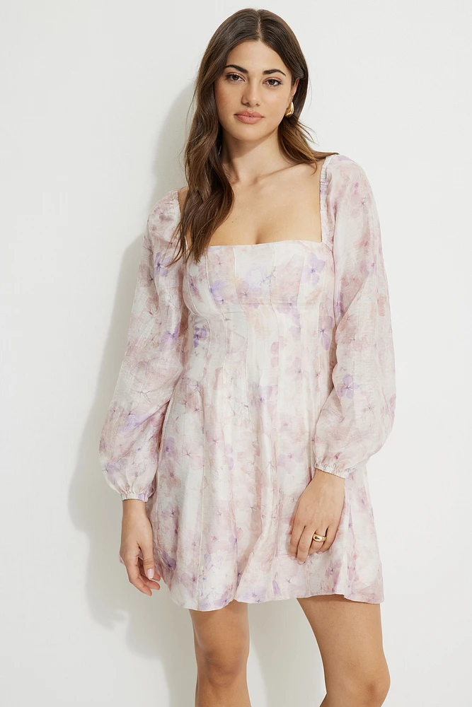 Amelie Balloon Sleeve Mini Dress