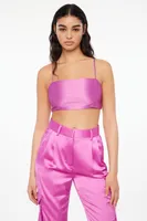 Pleated Satin Crop Top