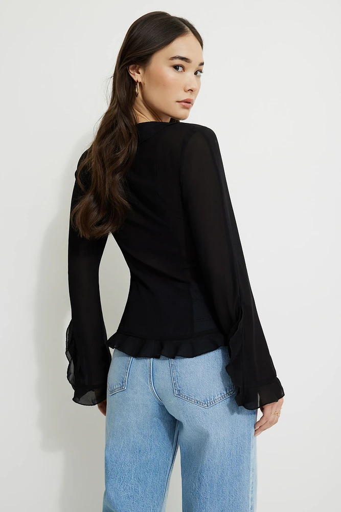 Ruffled Flyaway Blouse