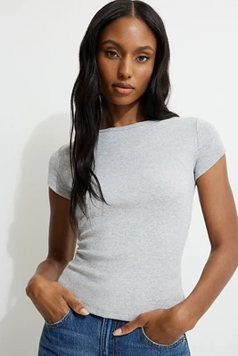 Olive Ribbed Hip T Shirt