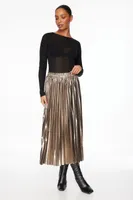 Laure Metallic Pleated Midi Skirt