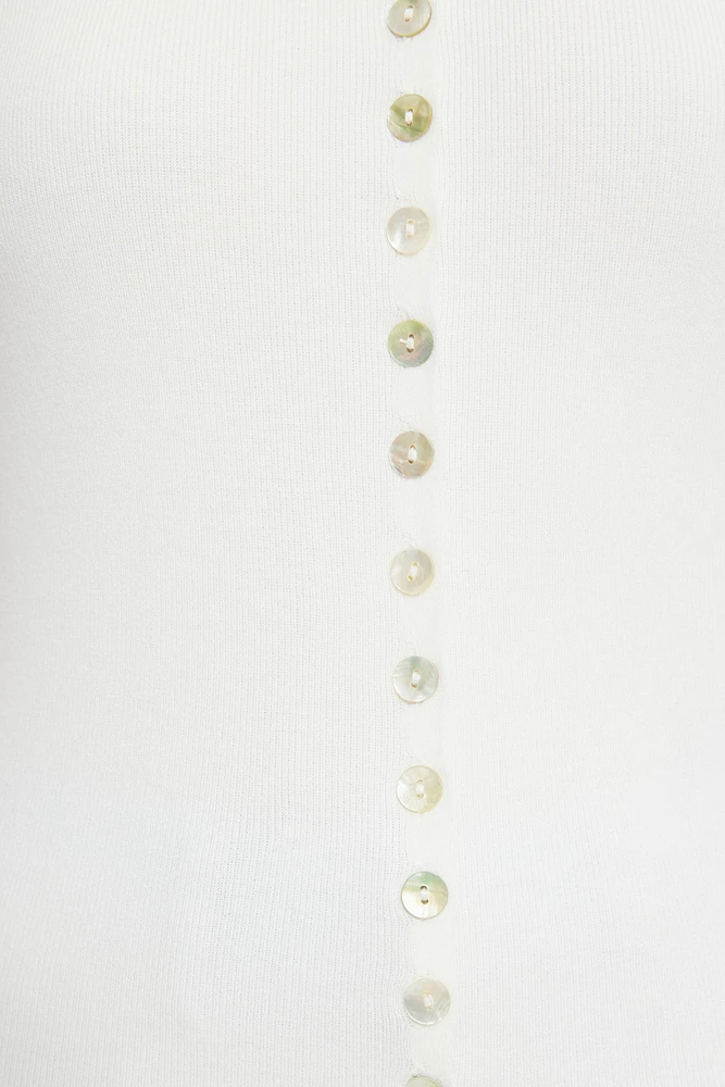 Ribbed Pearl Button Vest