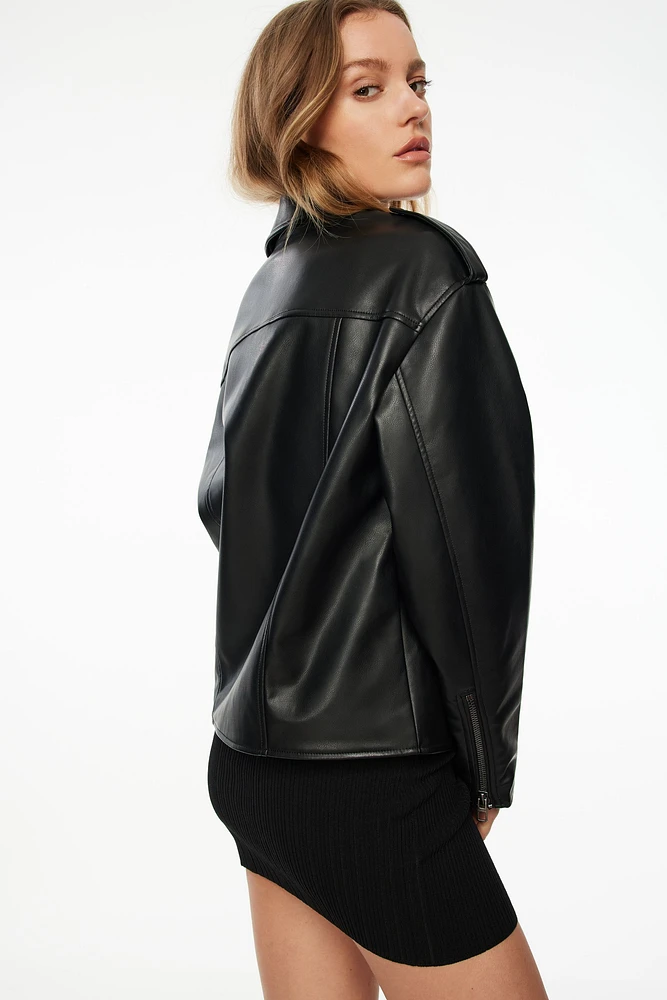 Blouson de moto volumineux en faux cuir