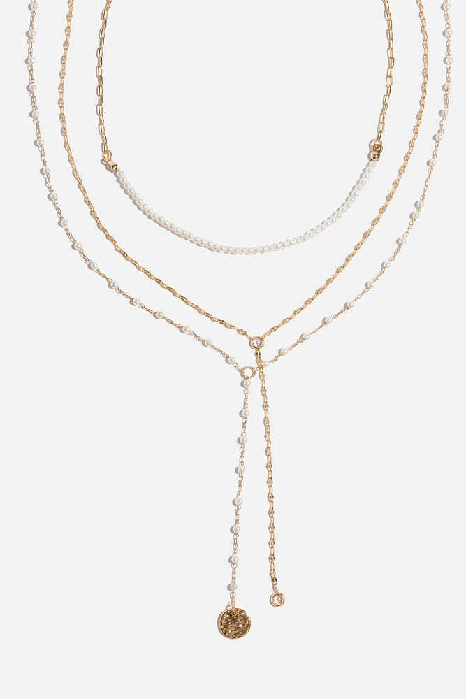 Layered Mini Pearl Y-Neck Necklace