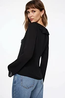 Semi Sheer Ruffled Flyaway Top